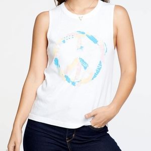 CHASER "Peace Feather" Muscle Top Sz L NWT